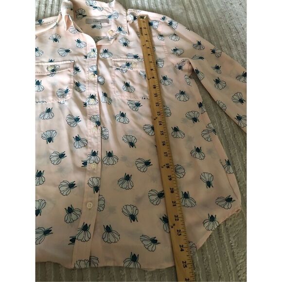 LOFT Pink Lotus Floral Print Button Front BlouseSZ 14 - Picture 7 of 11